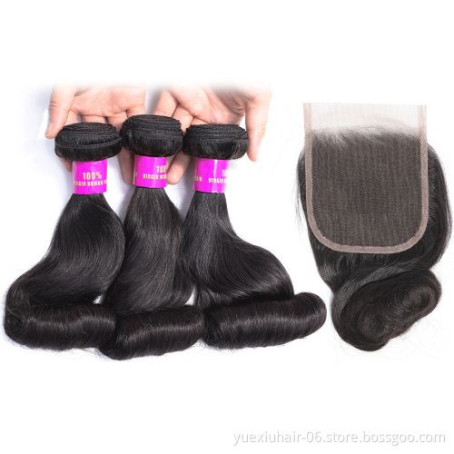 Funmi Hair Egg Curl Hair Bundles With Closure 3 Brazilian Hair Bundles With 4*4 Lace Closure